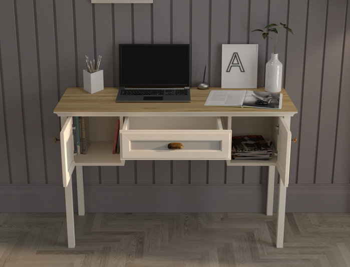 Hanah Home FRN-21033 Escritorio de Estudio Crema, Roble, Gris Hanah Home FRN-21033 Escritorio de Estudio Crema, Roble, Gris